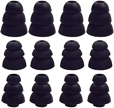 JNSA 3 Flange Noise Cancelling Triple Flange Eartips Eargels Earpads Ear Tips Gels Bud Compatible with Inside Diameter 4mm-5mm Earbuds in-Ear Earphones（Inner Hole 4mm）,S/M/L,6 Pairs, Black 3F6P3