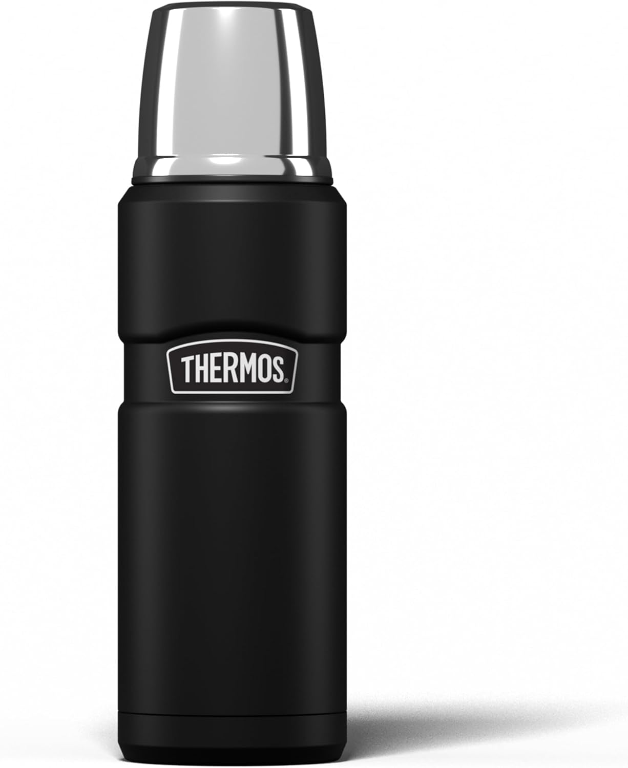 Thermos Stainless King 470ml Multi-Purpose Thermos Flask - Original-Style Flask can be used as Travel Mug or Insulated Water Bottle for Daily Commute & Weekend Adventures – Matt Black, 5-Year Warranty