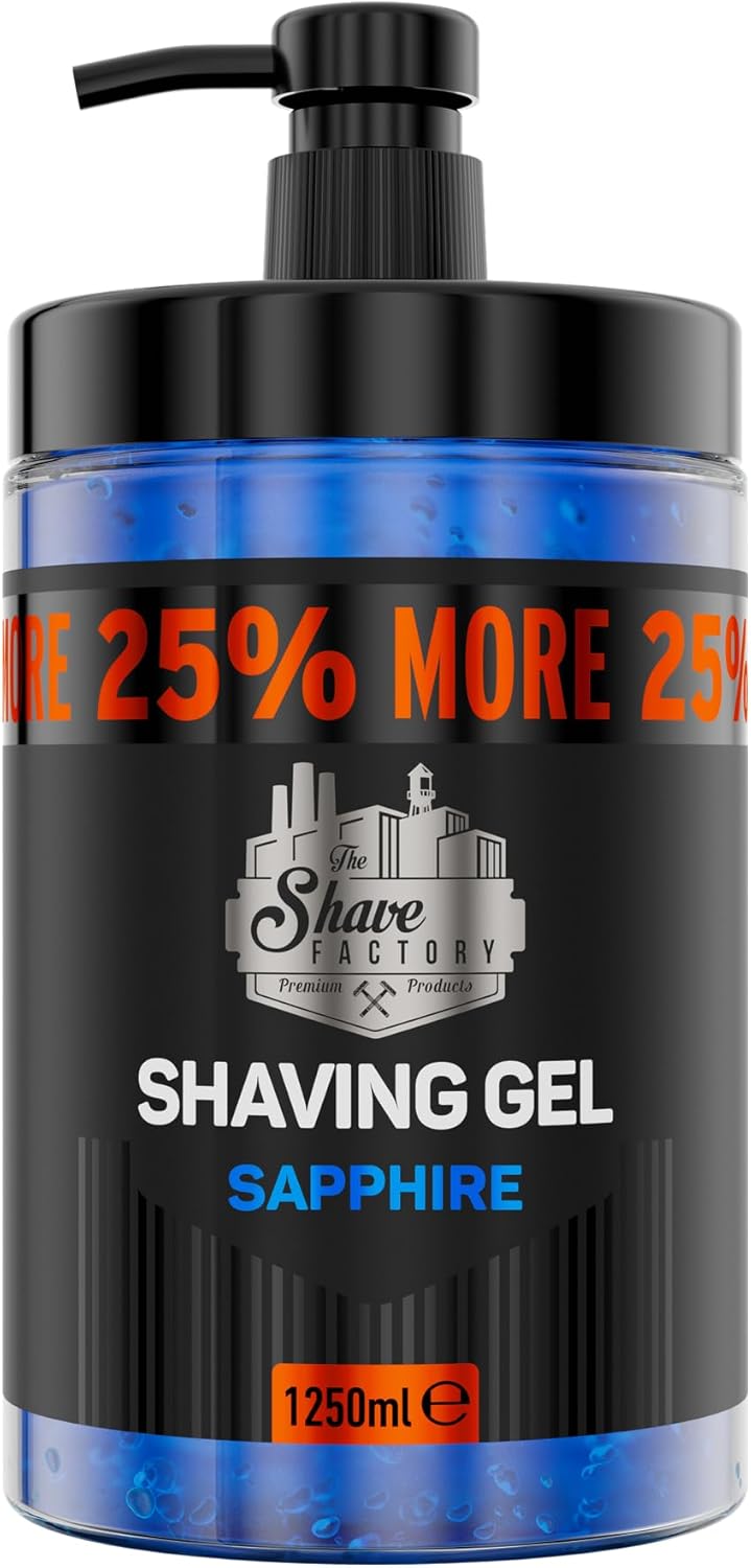 The Shave Factory Shaving Gel with 25% More Free - Moisturizing Effect Fresh Active Product for Professional Barbers/Hairdressers and Traditional Shaving Enthusiasts.
