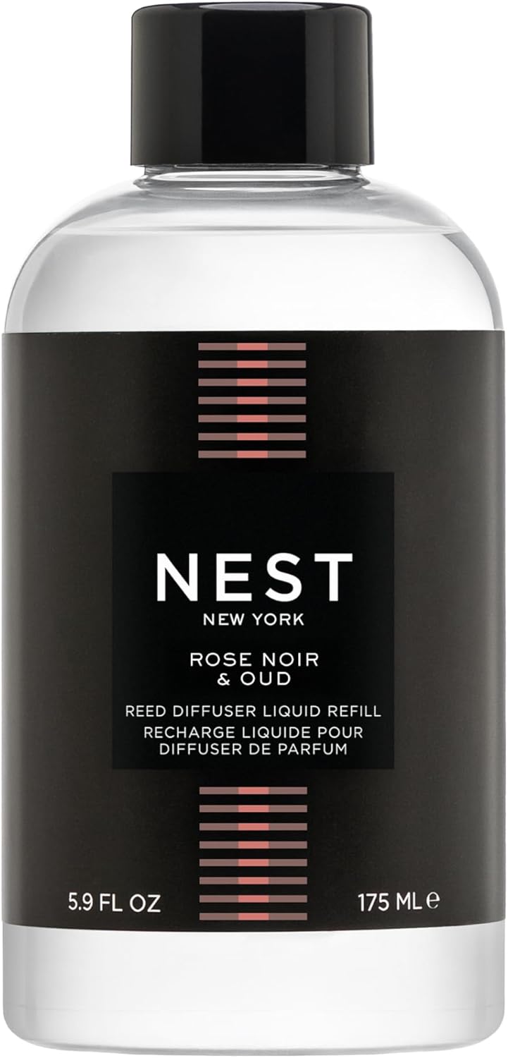 NEST New York Reed Diffuser Liquid Refill, Rose Noir & Oud - 5.9 fl oz - Fragrance for Up to 90 Days - Flame Free
