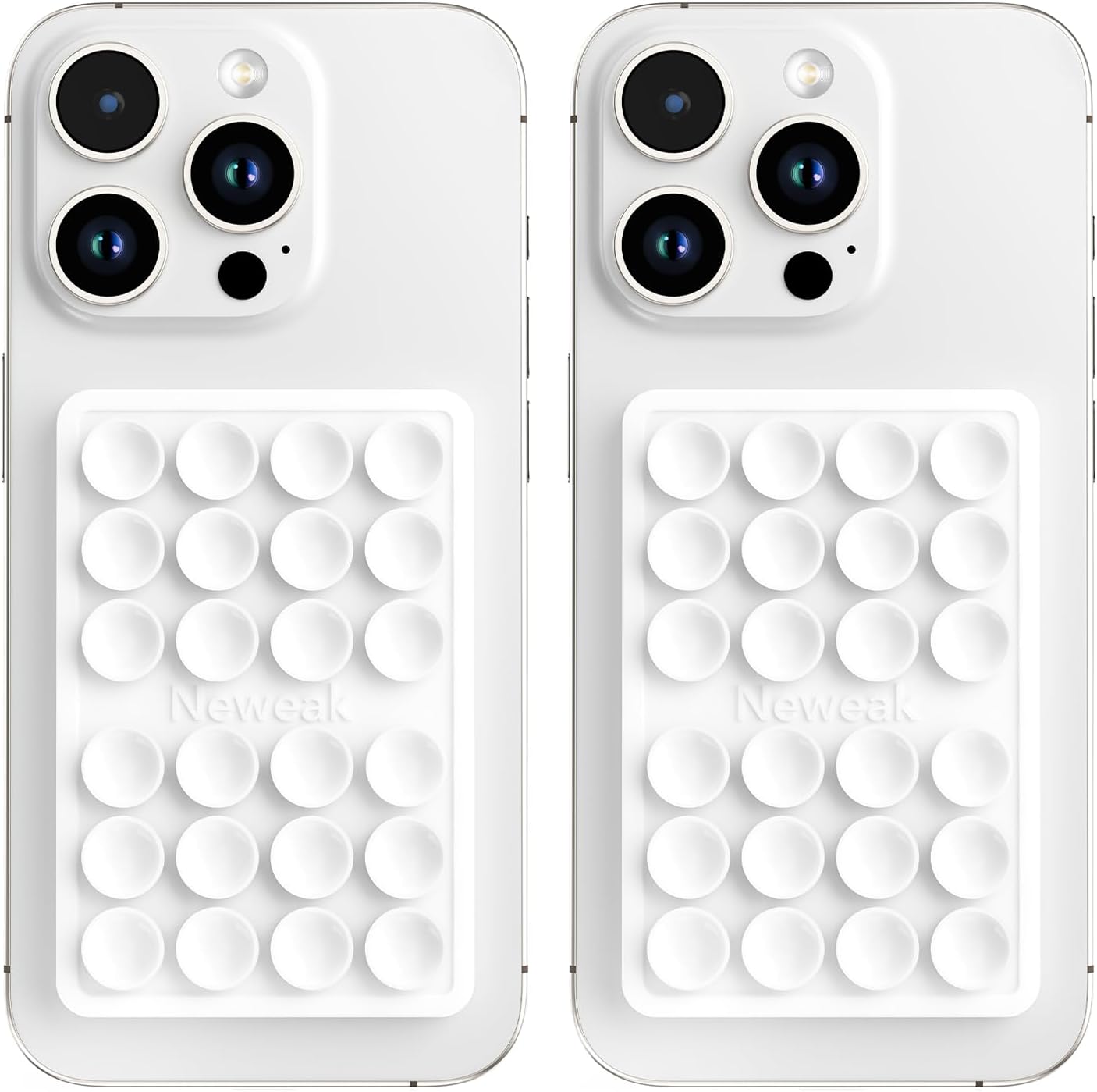2 Pack Silicone Suction Phone Case Adhesive Mount, Silicone Sticky Holder for iPhone and Android, Hands-Free Grip for Selfies & TikTok, Gift for Women (White)