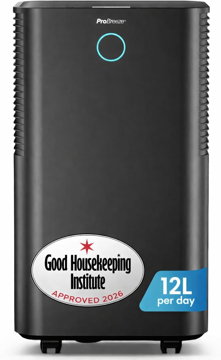Pro Breeze® OmniDry Dehumidifier with Automatic Humidity Sensor & Display, 24Hr Timer, Laundry Drying, Continuous Drainage (Black, 12 Litre)