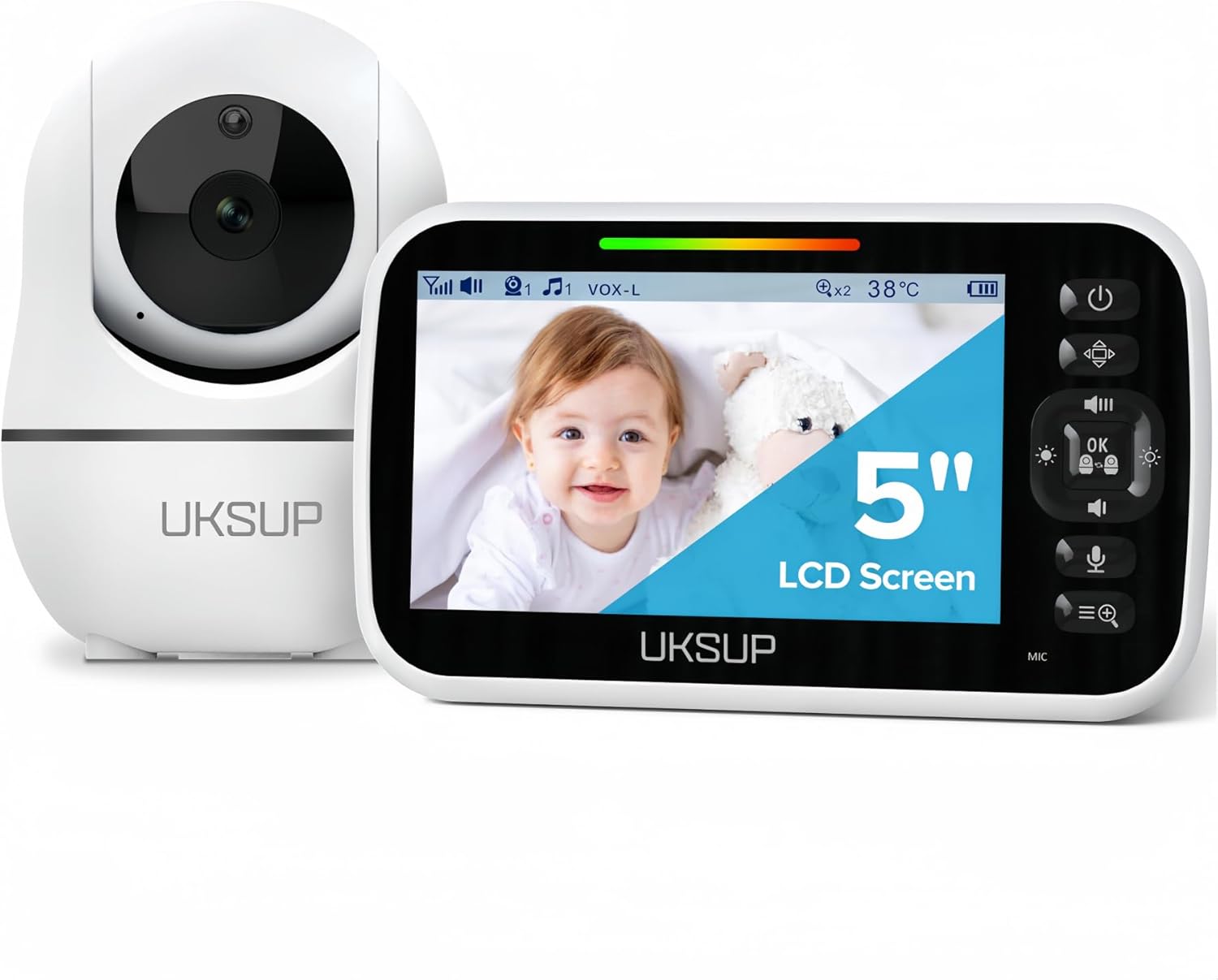 Baby Monitor with Camera and Audio- Video Baby Monitor with 960ft Long Range, Remote Pan-Tilt-Zoom, Night Vision, Temperature Sensor, 2-Way Talk, 8 Lullabies, 30-Hour Battery & No WiFi