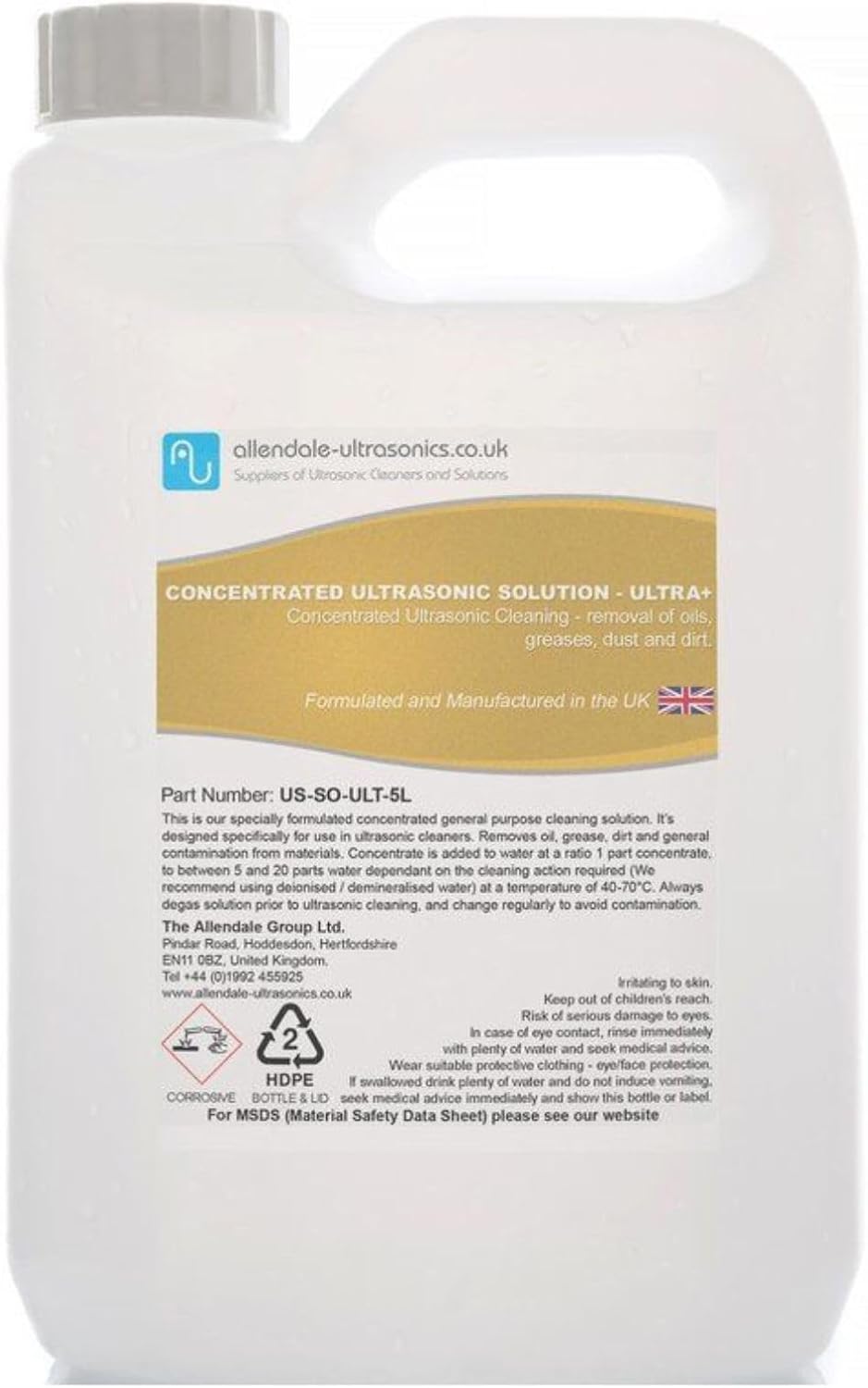 5L litre Concentrated Ultrasonic Cleaner Solution fluid liquid - General Purpose, Non-Hazardous Degreaser and Dirt Remover