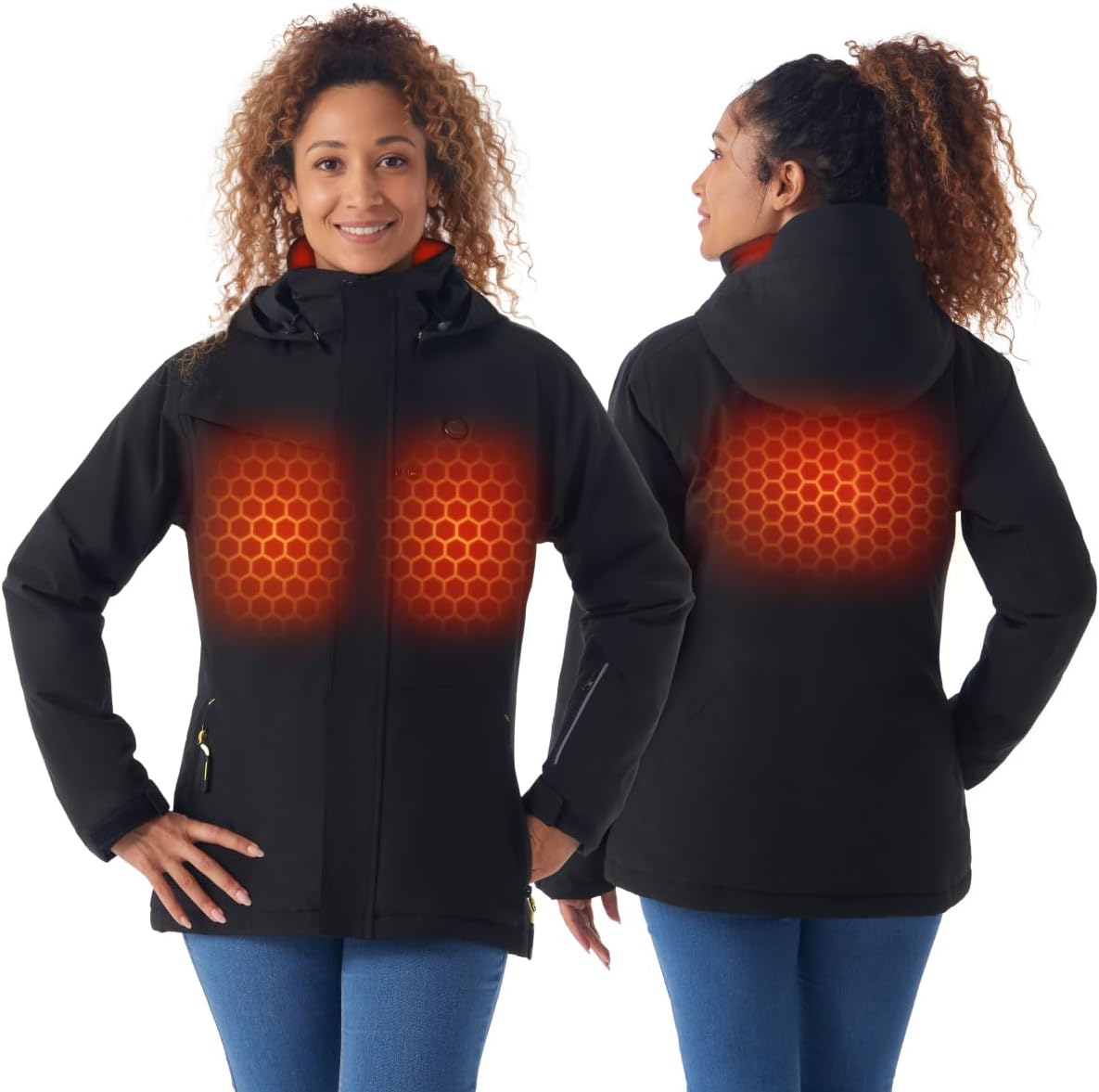 InoKraft Heated Jacket for Women with Battery Pack Included, Slim-Fit Women's Heated Winter Coat with Water-Resistant Shell, Black, Size Medium