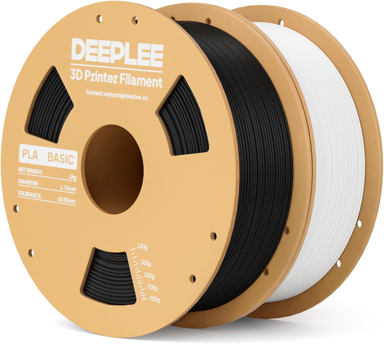 DEEPLEE PLA Basic 1.75mm 3D Printer Filament Black/White, 3D Printing Filament with Neatly Wound, No Clogging, Best for Begginers, Fits for Most FDM 3D Printers
