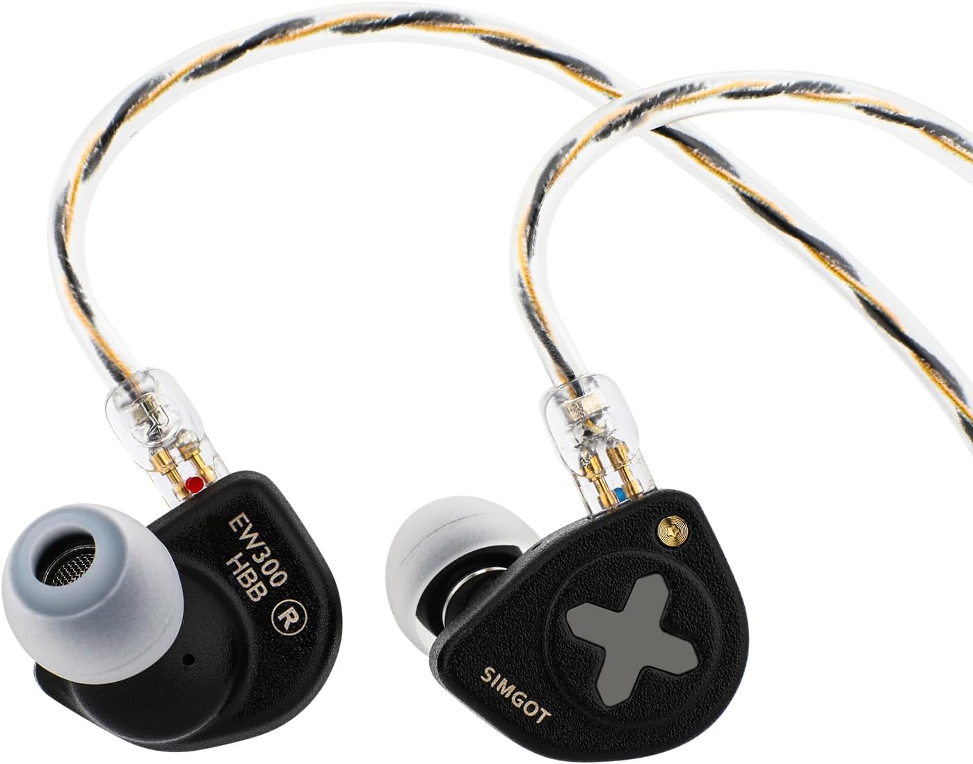 Linsoul SIMGOT EW300 1DD+1Planar+1PZT Hybrid Driver in Ear Monitor, Wired Earbuds IEM, Gaming Earbuds with Detachable Nozzles, Silver-Plated OFC IEM Cable for Audiophile Musician (EW300 HBB)