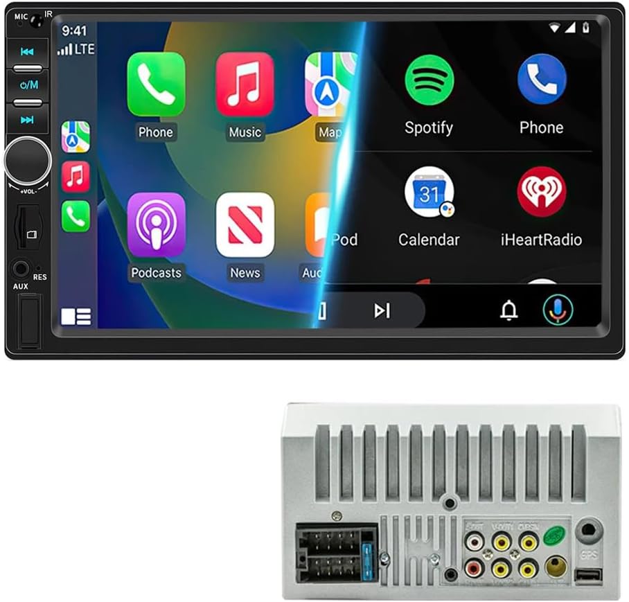 Double Din Car Stereo with Wired CarPlay and Android Auto, 7 Inch Touchscreen Car Radio with Mirror Link Bluetooth FM Radio USB/AUX/TF SWC Car Multimedia Player Audio Receivers