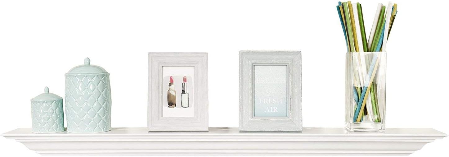 WELLAND Corona Crown Molding Floating Wall Photo Ledge Shelves Fireplace Mantel Shelf (48-Inch, White)
