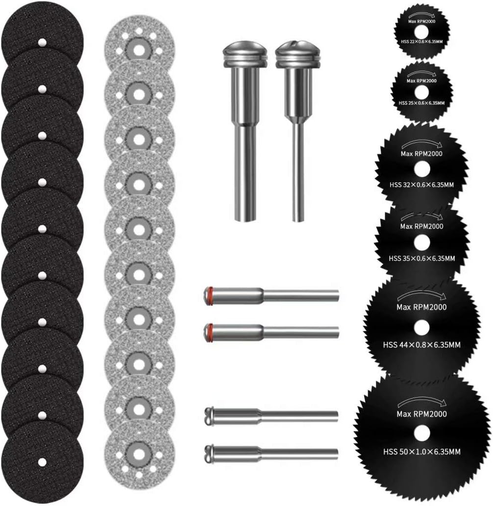 Cutting Wheels for Dremel, Cutting Disc Set for Rotary Tool Accessories, Mini High Speed Steel Saw Blades, Diamond Resin Cutting Wheels with 1/8" Shank, for Wood/Metal/Plastic/Glass/Stone/DIY-Craft