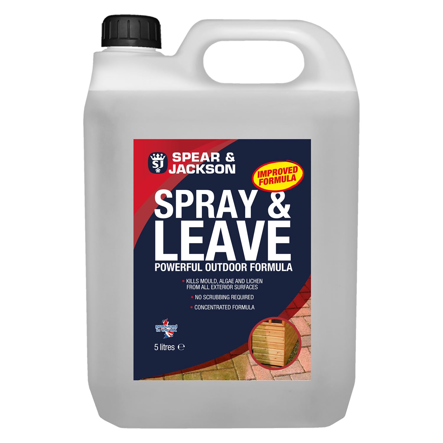 Spear & Jackson Spray and Leave Concentrate, Mould, Green Algae and Lichen Remover, 5 Litres