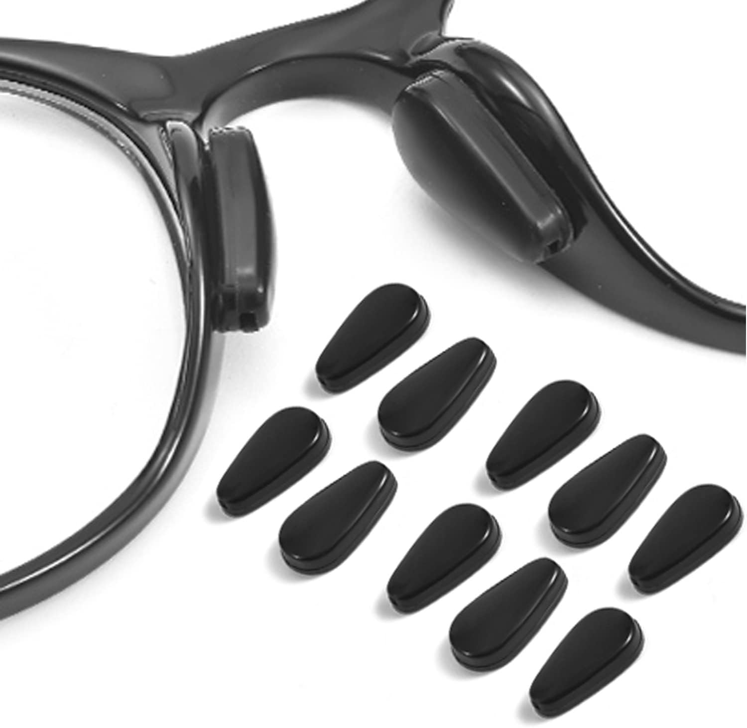 OPUGIT Eyeglass Nose Pads, Adhesive Anti Slip Eyeglasses Nose Grips with Airbag,3.2mm Thickness for Eyeglasses Sunglasses Reading Glasses,5 Pairs,Black