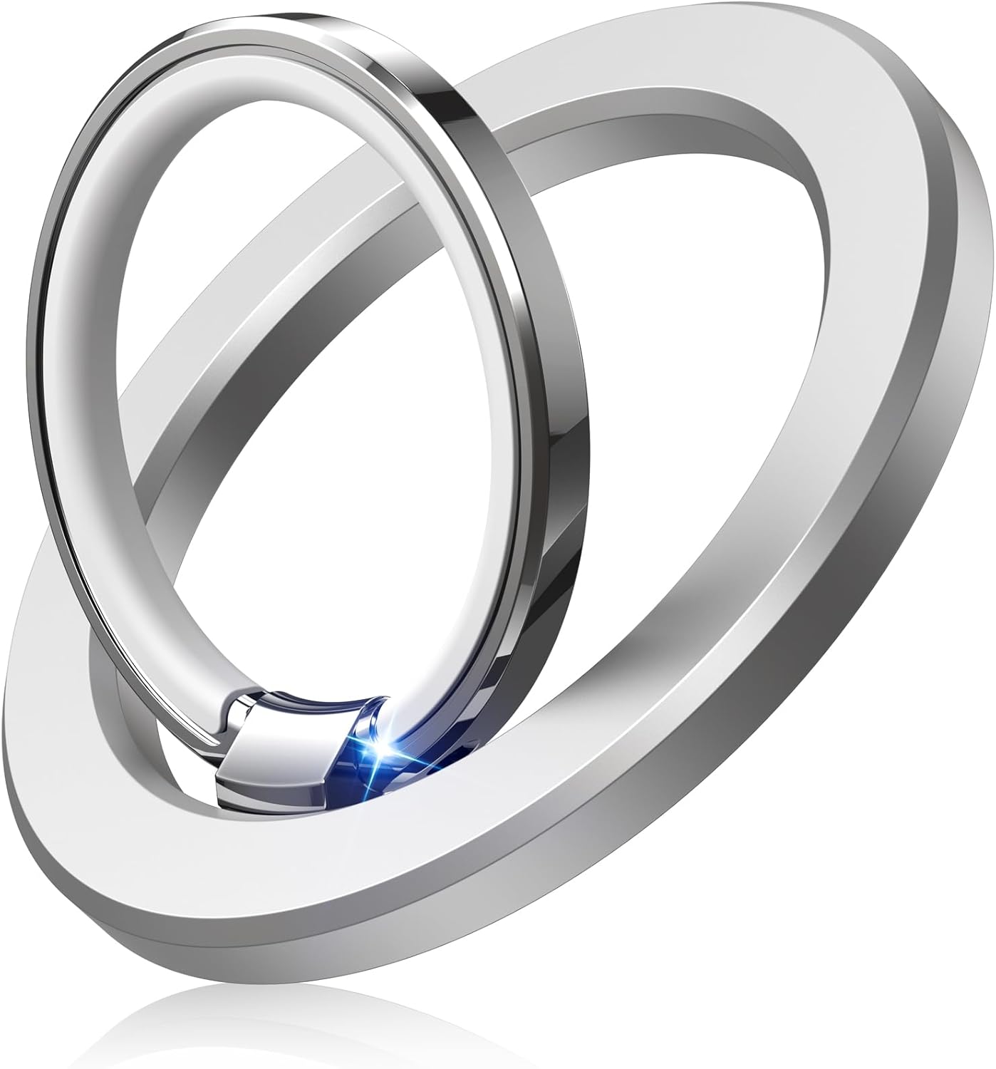 Temdan Magnetic Phone Ring Holder for MagSafe, Magnet Cell Phone Grip Stand Finger Ring Kickstand Two-Sided Magnetic Fit for iPhone 16 Pro Max 15 14 13 12 Mag-Safe Accessories-Silver