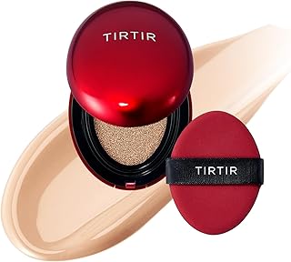 [*Mini Size*] TIRTIR Mask Fit Red Cushion Foundation | Full coverage, Weighless, Skin fit, Satin Glow Finish, Korean cushion foundation (#21N Ivory, 0.15 Fl Oz)