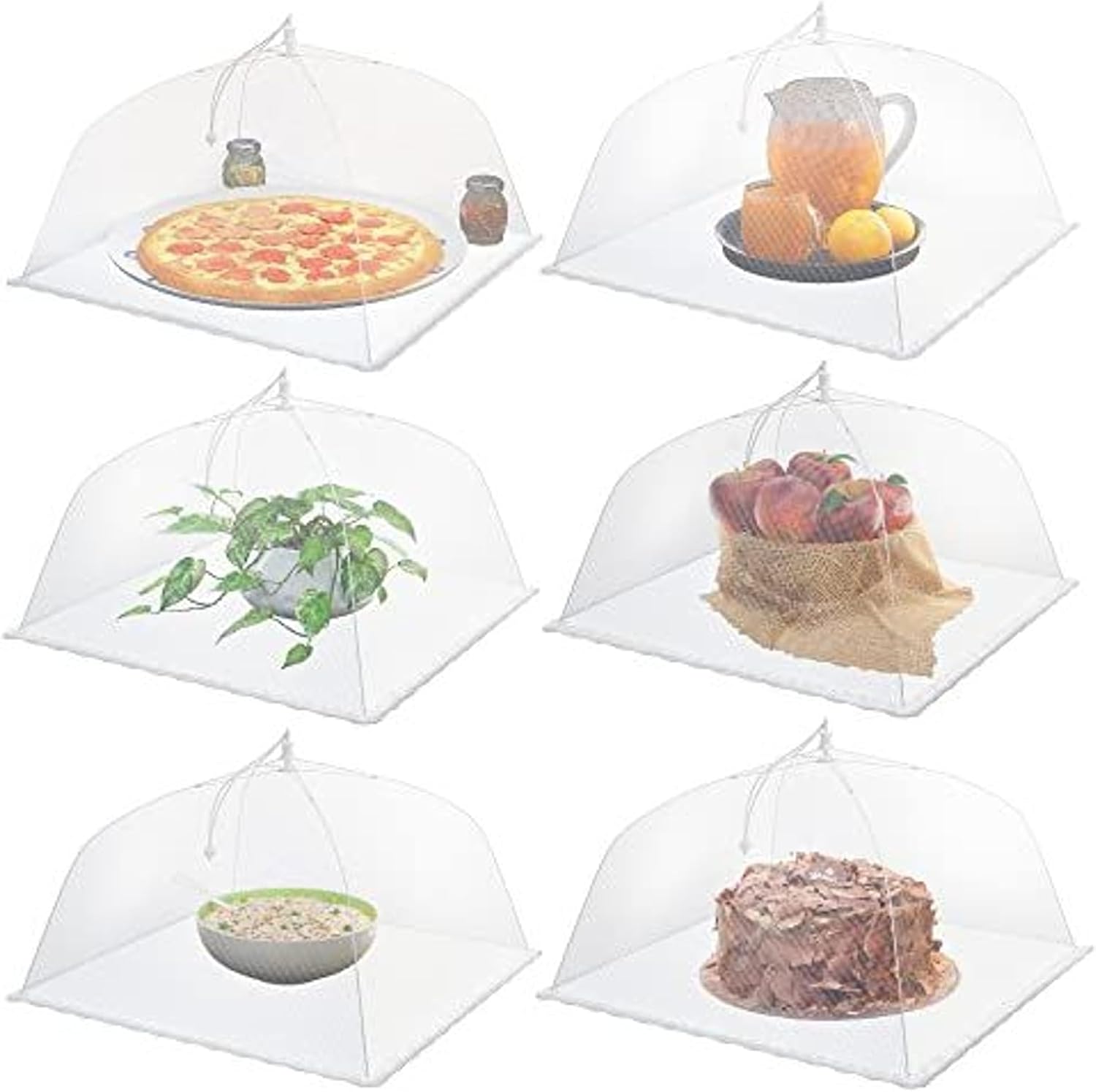 Simply Genius Large and Tall 17x17 Pop Up Mesh Food Covers - Umbrella Screen Tents for Outdoors, Parties, Picnics, BBQs - Reusable and Collapsible Food Tents (6 Pack)