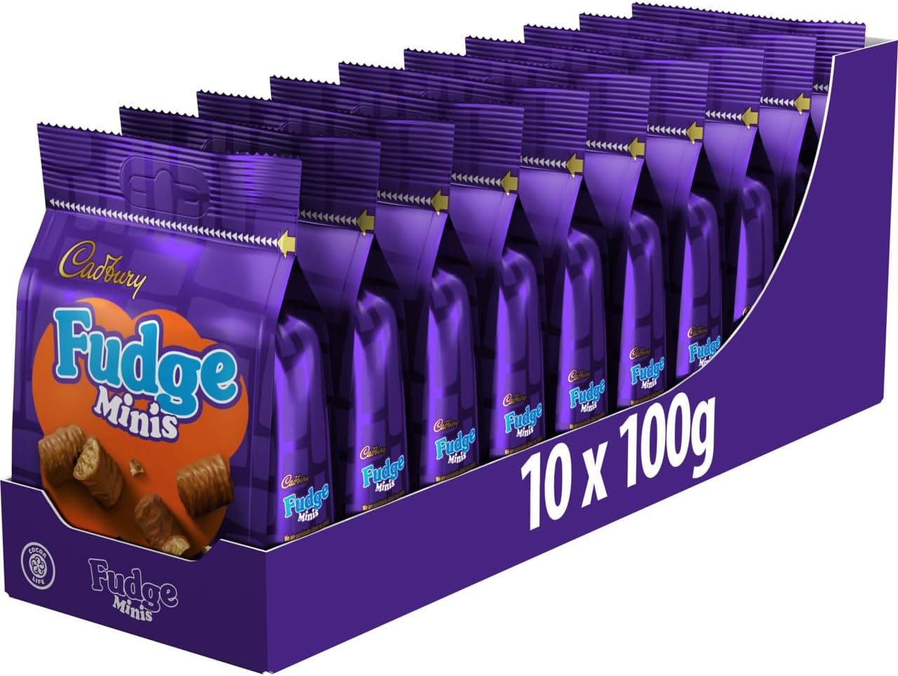 Cadbury Fudge Minis Bites, Sharing Bag, Bite Size Treats, 100 g (Pack of 10)