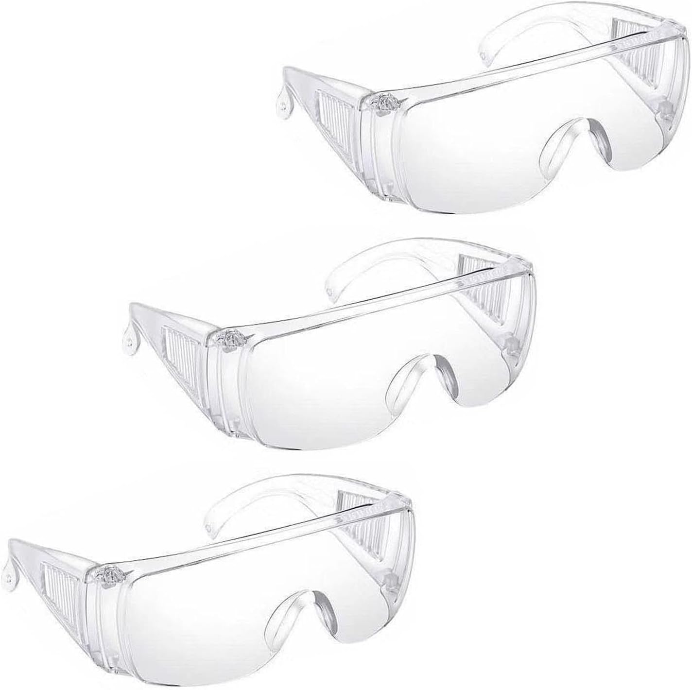 3Pcs Safety Glasses,Clear Safety Goggles,Eyewear Protective Safety Goggles Glasses Anti Splash Anti Scratch,Dust Proof for Eye Full Protection for Construction Laboratory Outdoor Protective Glasses.