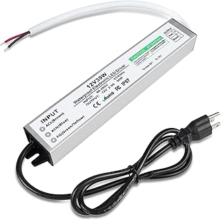 LED Power Supply 12V 30W, Waterproof IP67 LED Driver, LED Transformer with 3-Prong Plug 3.3 Feet Cable for LED Light, Computer Project, Outdoor Light, 2.5Amp