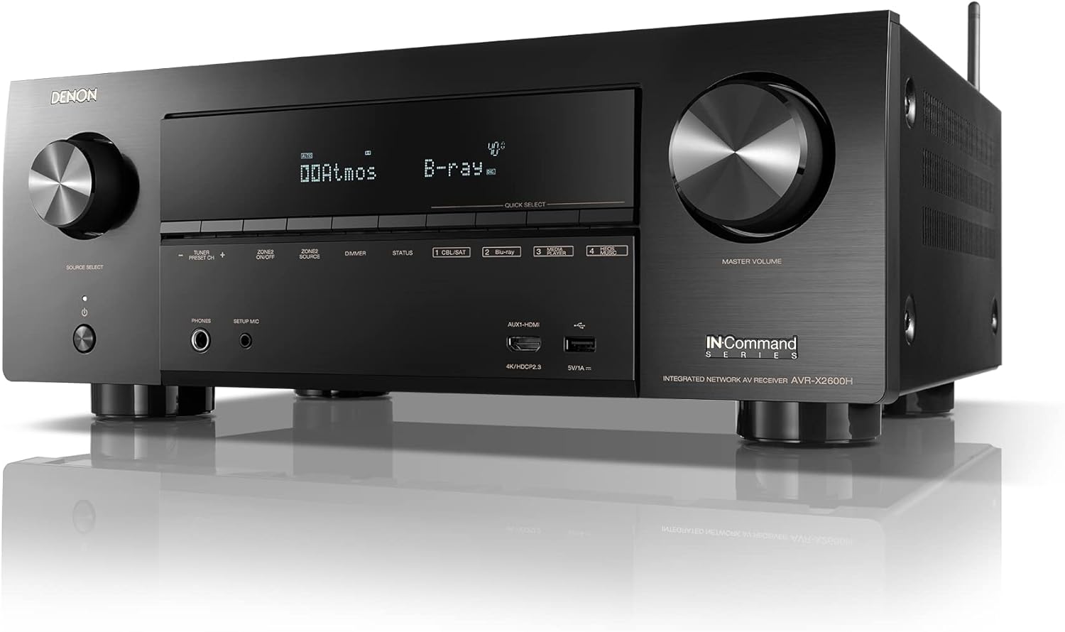 Denon AVR-X2600H 4K UHD AV Receiver | 2019 Model | 7.2 Channel, 95W Each | New Dolby Atmos Height Virtualization, Dual Subwoofer Outputs | 8 HDMI Inputs, 2 Outputs with eARC | AirPlay 2, Alexa & HEOS