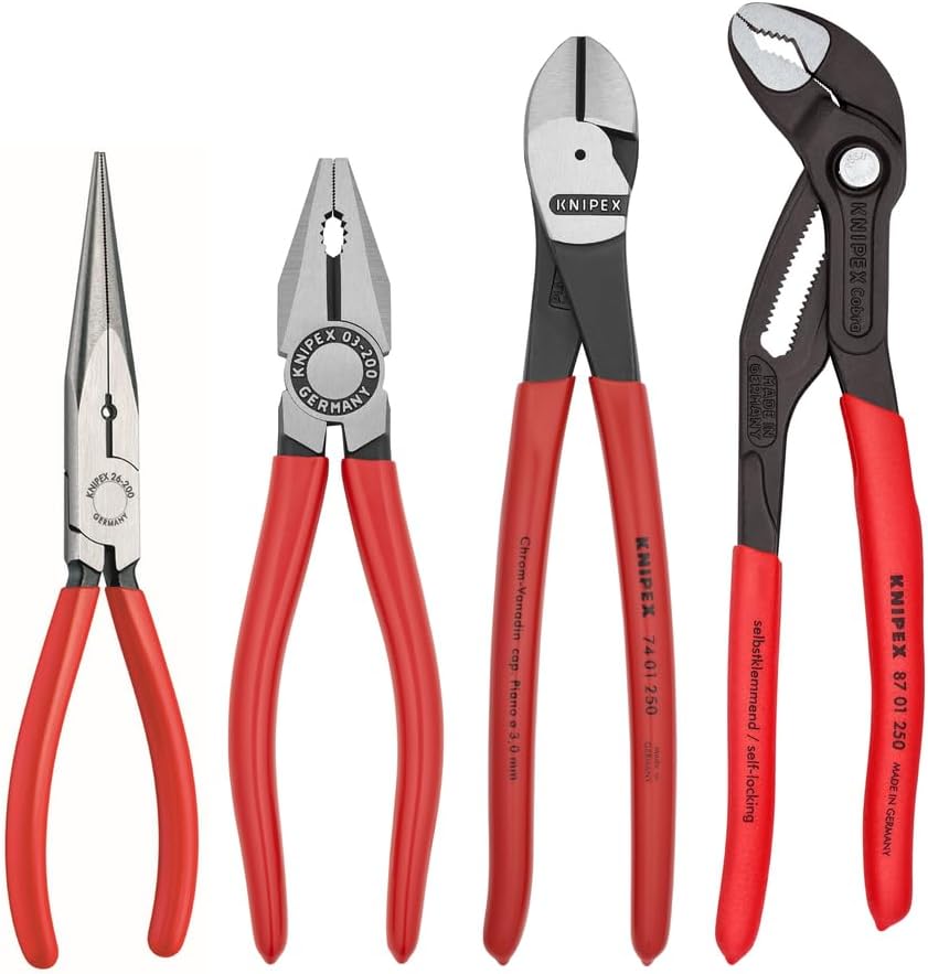 Knipex Tools 9K 00 80 94 US Cobra Combination Cutter and Needle Nose Pliers Set (4 Piece)