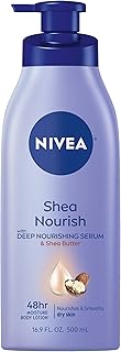 NIVEA Shea Nourish Body Lotion with Deep Nourishing Serum and Shea Butter, 48-Hour Moisturizing Body Lotion for Dry Skin, Nourishes and Smooths Dry Skin, 16.9 Fl Oz Pump Bottle