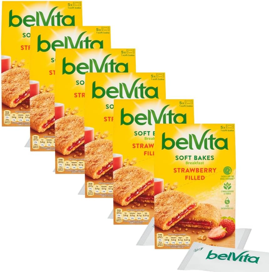 Belvita Breakfast Soft Bakes Strawberry Filled 250g - 6 Pack