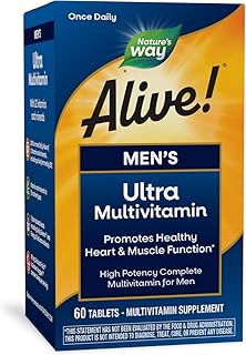 Nature's Way Alive! Men's Daily Ultra Multivitamin, High Potency Formula, Promotes Healthy Heart & Muscle Function*, with Methlyated B12, Gluten Free, 60 Tablets (Packaging May Vary)