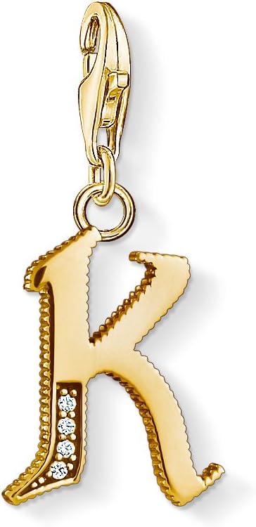 Thomas Sabo Women Charm Pendant Letter A-Z Charm Club 18k Yellow Gold Plating 925 Sterling Silver