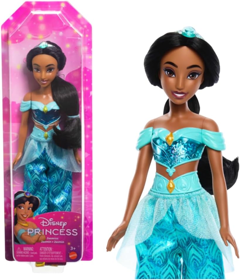 Disney Princess Dolls, Jasmine Posable Fashion Doll with Sparkling Clothing and Accessories, Disney Movie Toys, HLW12