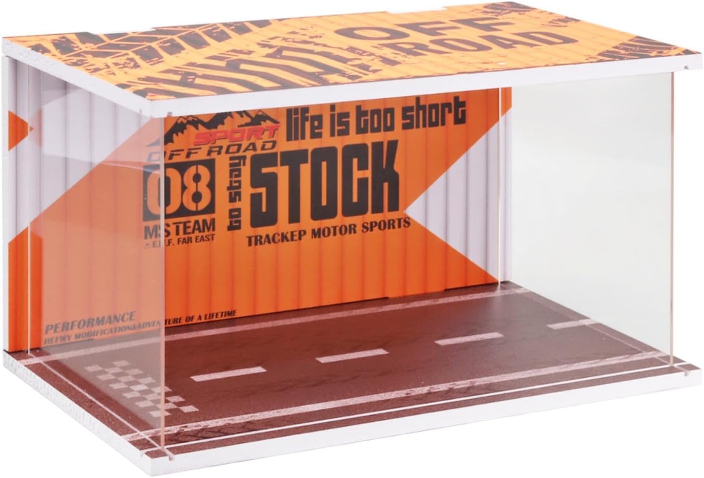 F Fityle 1/24 Scale Diecast Model Car Display Case with Light 1/24 Scenery Diorama Parking Lot Car Garage Display Case for Toy Cars