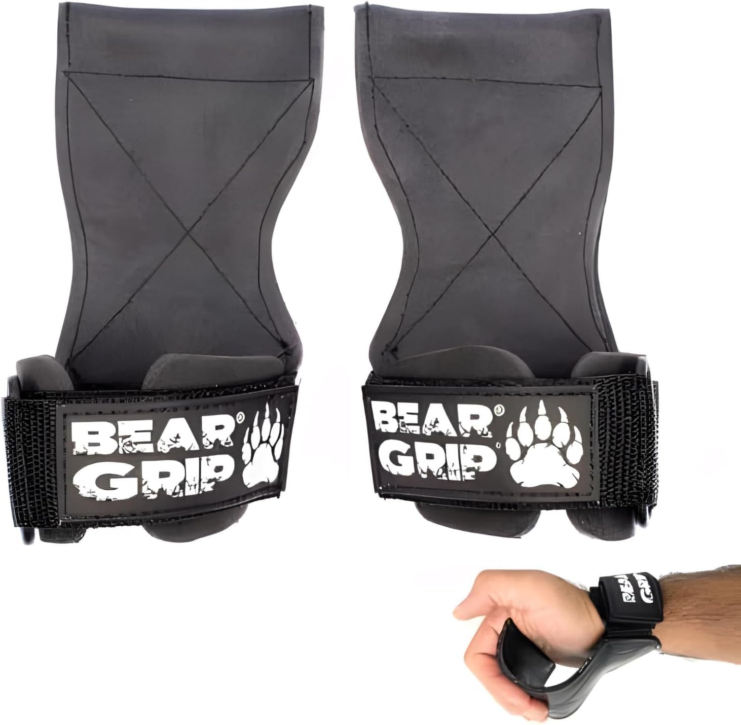 BEAR GRIP Multi Grip Straps/Hooks, Premium Heavy duty weight lifting straps/gloves