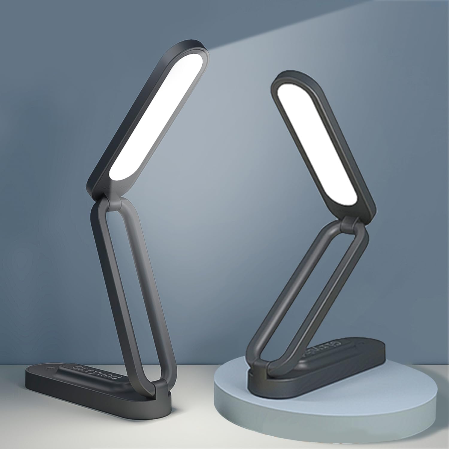 Giryuhd LED Desk Lamp for Office Home & Battery Operated Lamp Rechargeable Lamp Foldable & Portable Light, LED Desk Light Strip, 3 Brightness Dimmable Small Desk Lamp Wireless Reading Lamp(2-Black)