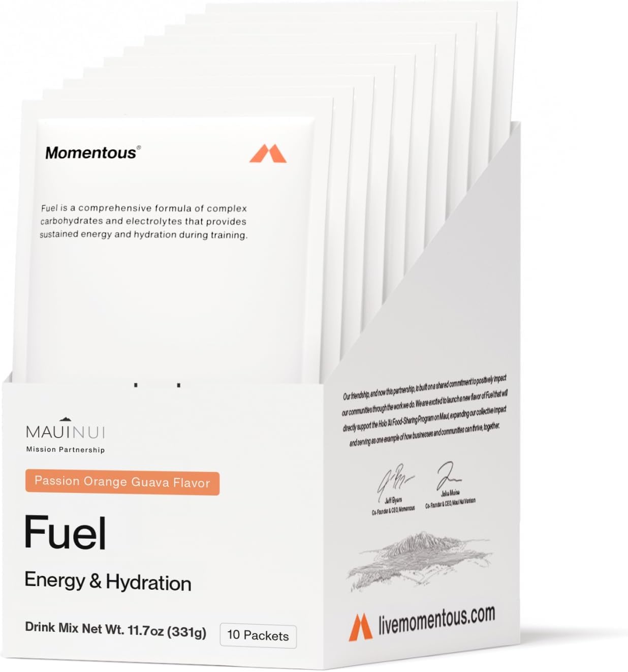Momentous Fuel Intra-Workout Energy & Hydration Drink Mix - Powder for Sustained Energy During Workouts - NSF Certified for Sport - GMO- & Gluten-Free - 10 Servings (Passion Orange Guava)