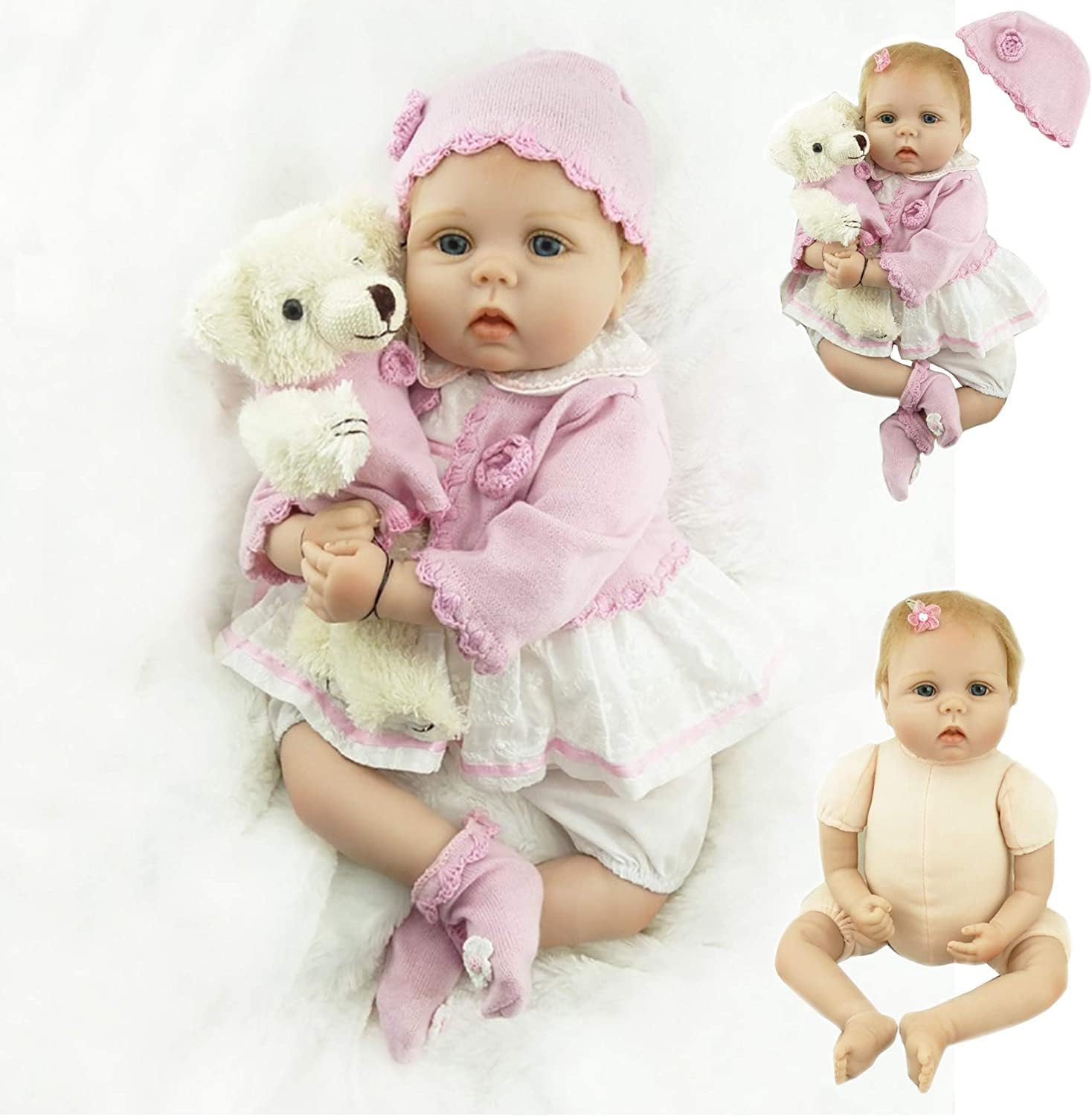 ZIYIUI Reborn Dolls Girls 22 inch 55cm Soft Vinyl Silicone Cloth Body Weighted Reborn Baby Dolls that Look Real Newborn Reborn Babies