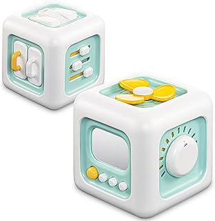 Busy Cube Toy, Sensory Toys for Toddlers 1-3, Baby Car Seat Toys 12-18 Months, Toddler Airplane Travel Toys Age 1-2, Learning Fine Motor Skills, 1st Birthday Gifts Stocking Stuffers Boy Girl