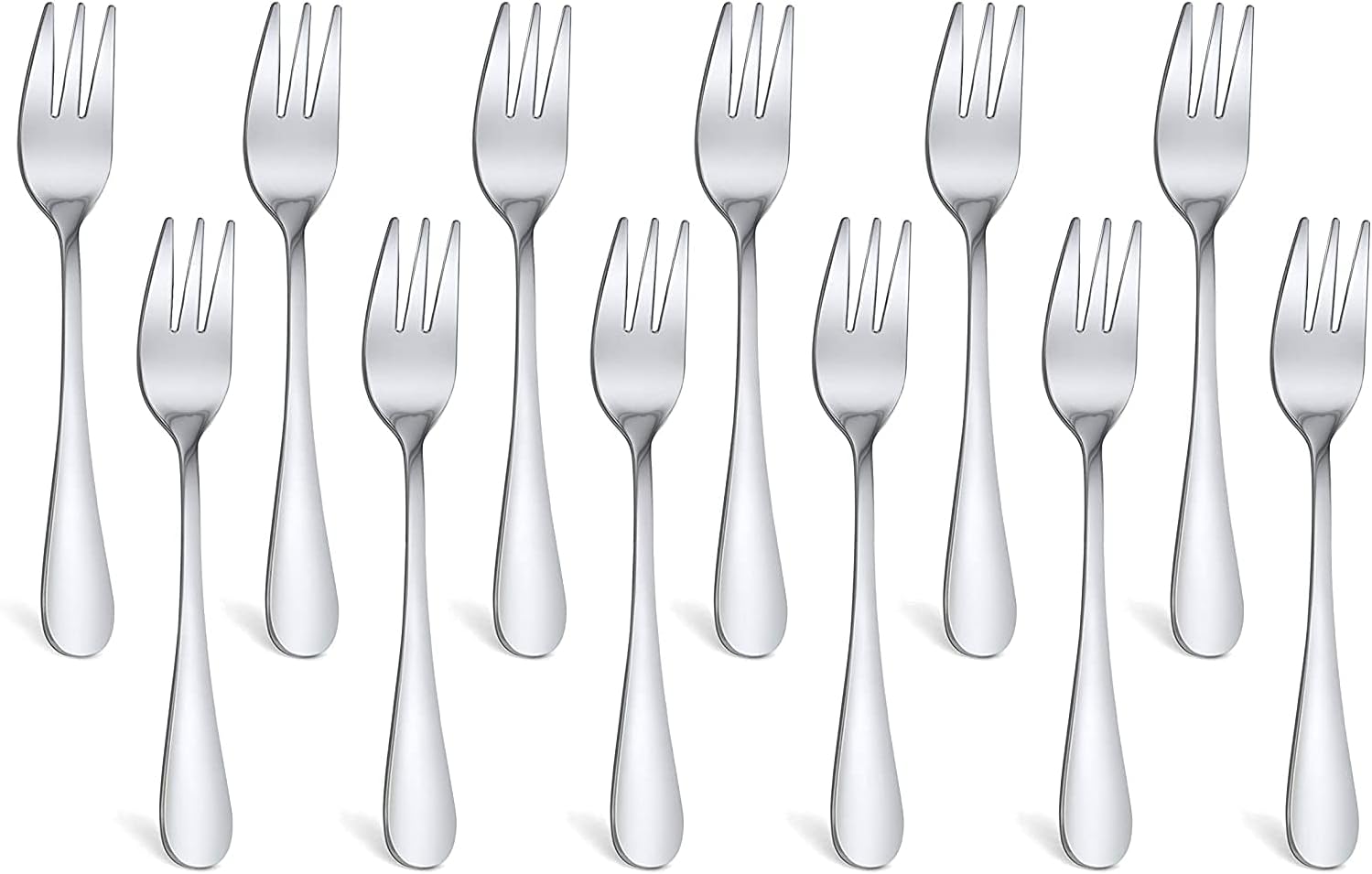 RayPard 12-Piece (14 cm) Stainless Steel Pastry Fork Set, Mirror Polishing Cake Dessert Fork Set