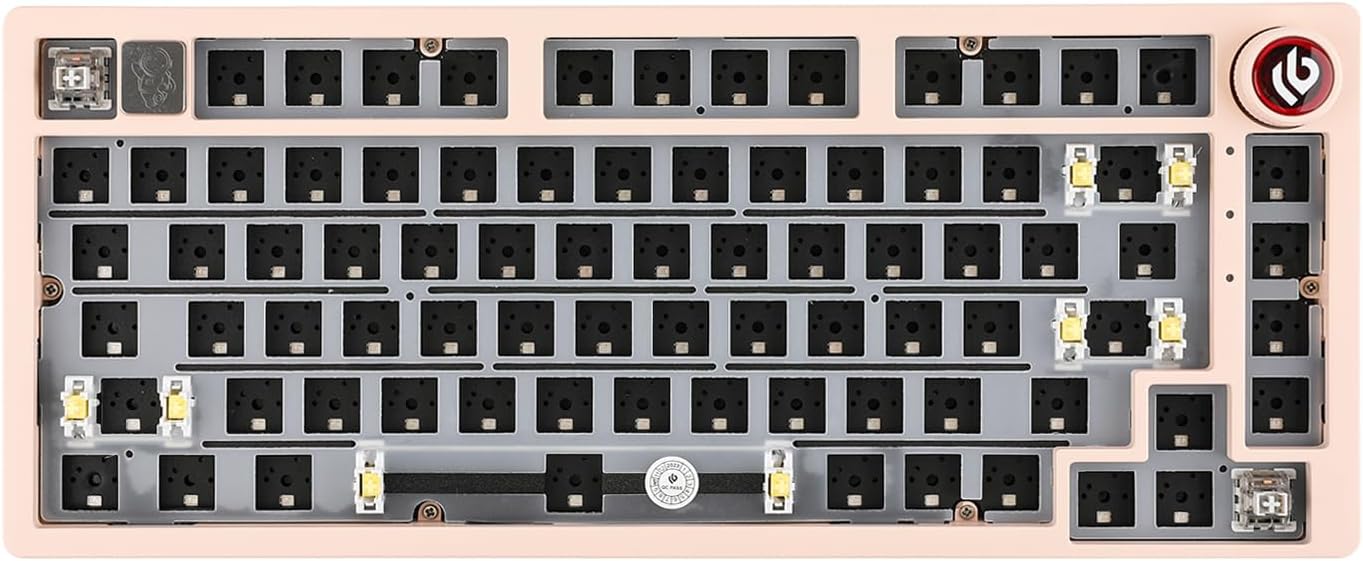 EPOMAKER x LEOBOG Hi75 Aluminum Alloy Wired Mechanical Keyboard Barebones Kit, Programmable Gasket-Mounted Gaming Keyboard Kit, Hot Swappable, with Mode-Switching Knob, NKRO for Win/Mac (Creamy Pink)