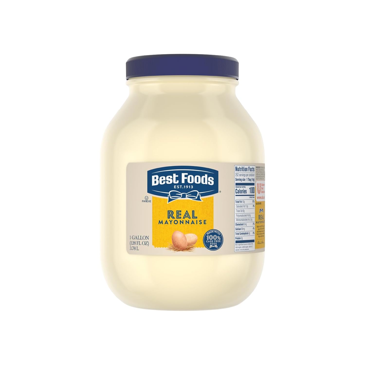 Best Foods Real Mayonnaise Jar Made with 100% Cage Free Eggs, Gluten Free, 1 gallon