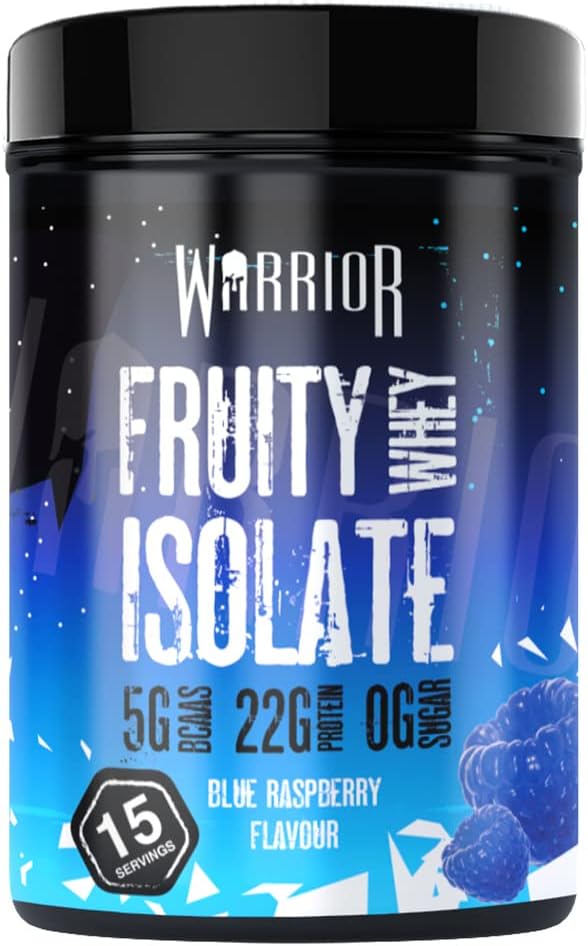 Warrior Fruity Clear Whey Isolate – Rapid Digesting Protein Powder – Refreshingly Fruit Flavoured Shakes – Easy to Drink & Consume Post Workout, Low Sugar, 15 Servings (Blue Raspberry, 375g)