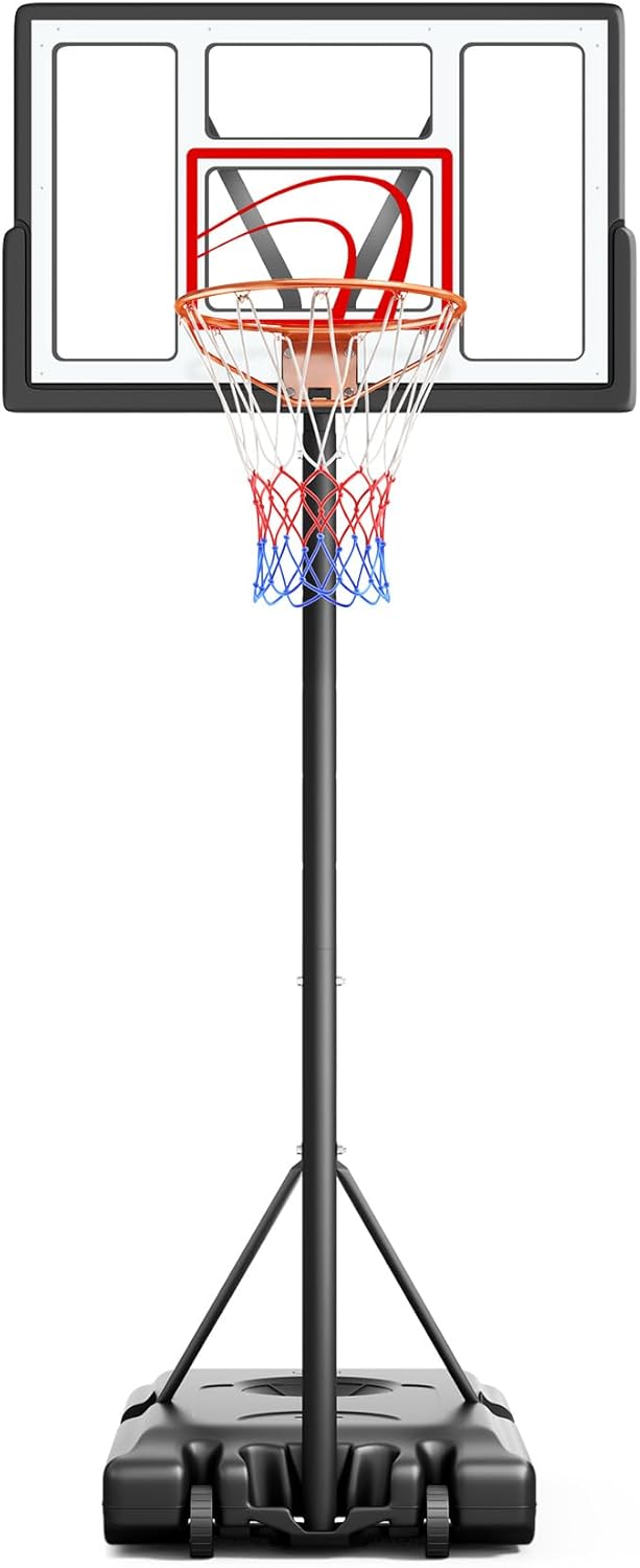 TONBUX Adjustable Basketball Hoop Outdoor 10FT, Basketball Portable Hoops & Goals, 44 Inch Backboard, for Kids, Youth, and Adults in The Backyard, Driveway
