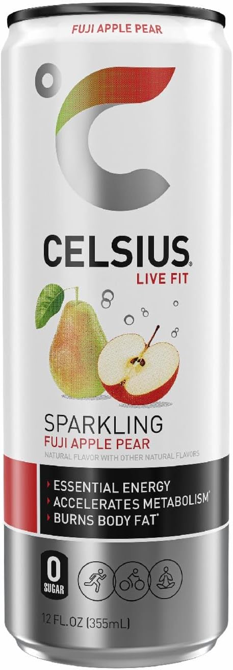 CELSIUS Sparkling Fuji Apple Pear, Functional Essential Energy Drink, 12 Fl Oz