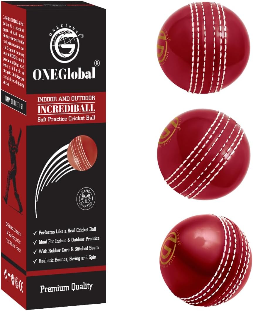 ONEGlobal Incrediball Soft Practice Cricket Ball | Outdoor & Indoor Rubber Cricket Ball With Core & Stitched Seam | For Practice, Honing Skills & Family Fun