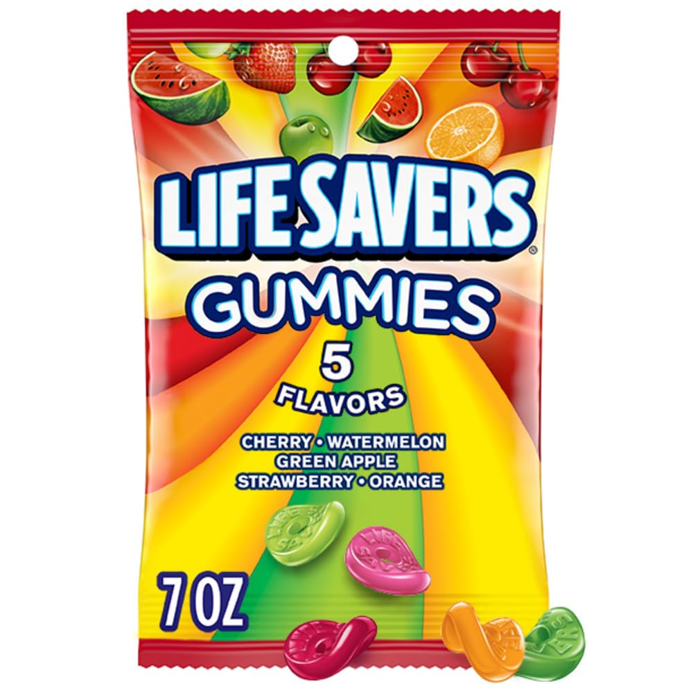 LIFE SAVERS 5 Flavors Gummies Candy Bag, 7 ounce (Pack of 12)