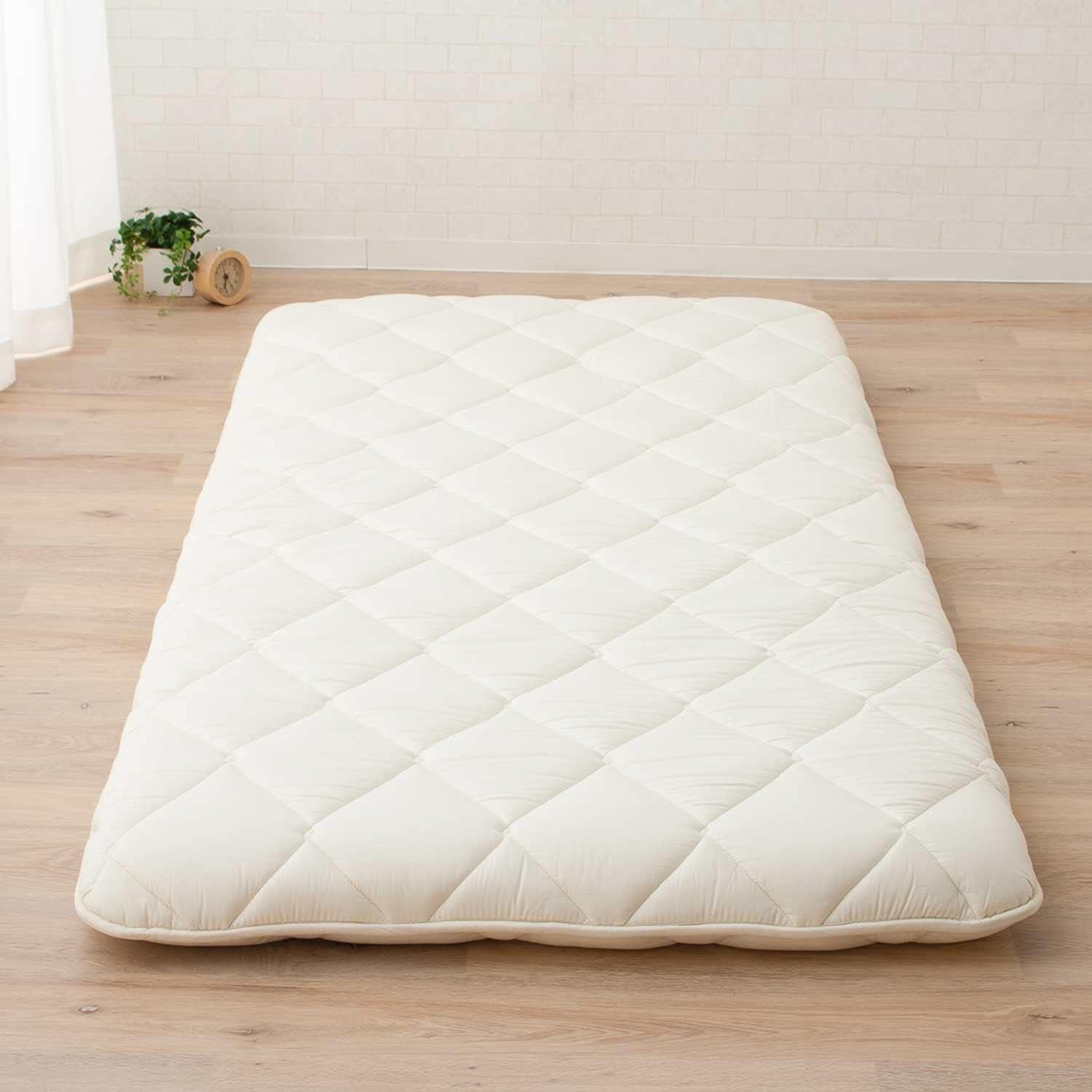 EMOOR Japanese Floor Mattress Futon Mattress CLASSE Double Made in Japan White, Foldable Floor Sleeping Bed Tatami Mat