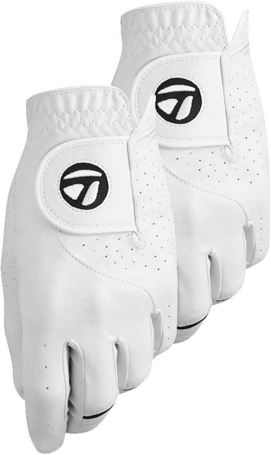 TaylorMade Golf STRATUS TECH GLOVE 2-PACK (WHITE, LEFT HAND, LARGE), WHITE(LARGE, WORN ON LEFT HAND)