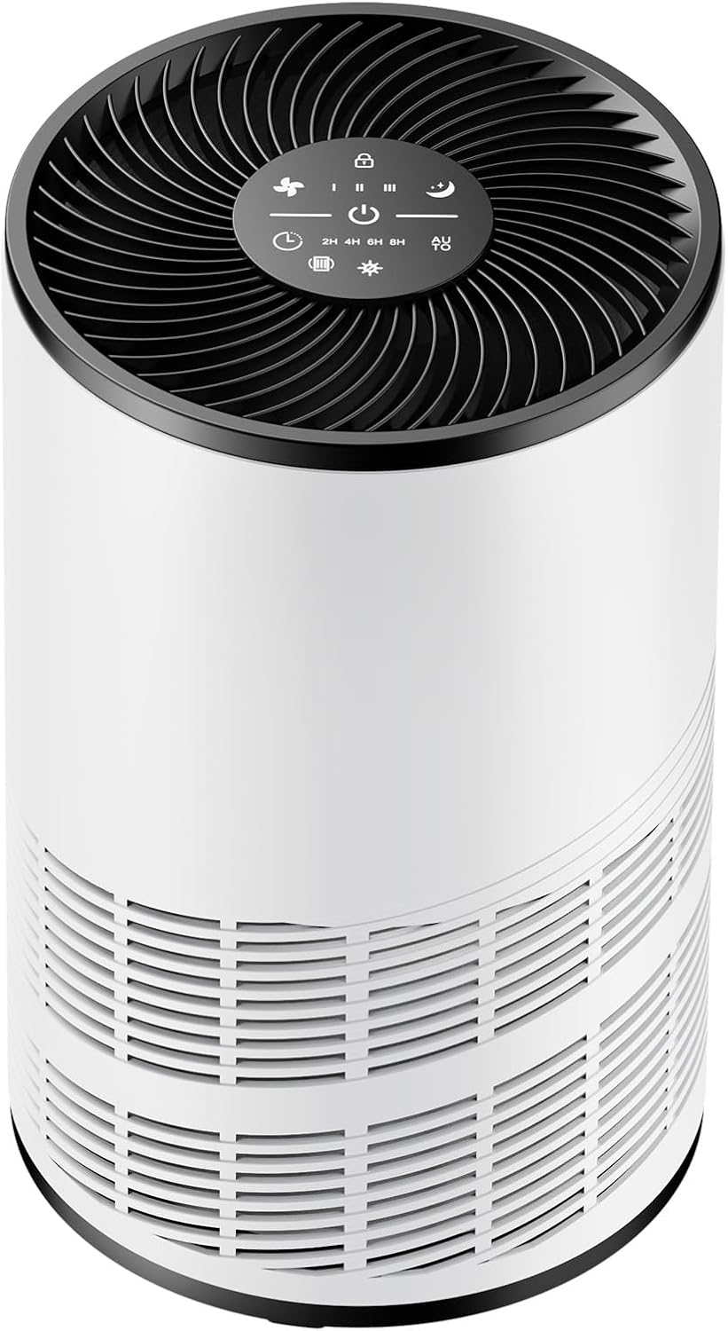 DUMOS Air Purifiers for Home Bedroom with a 3-in-1 HEPA Built-in Filter, Covers up to 1200 ft², True H13 Air Cleaner with Quiet Sleep Mode for Large Room, Removing Odor Smoke Dust Pet Dander White
