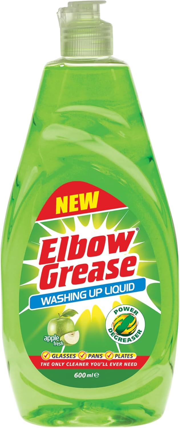 Elbow Grease Washing Up Liquid | Power Degreaser - Soap for Hand Washing Dishes, Pots, Pans & Glasses (Apple, 600ml)