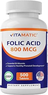 Vitamatic Folic Acid 800 mcg - 500 Vegetarian Tablets - Vitamin B9