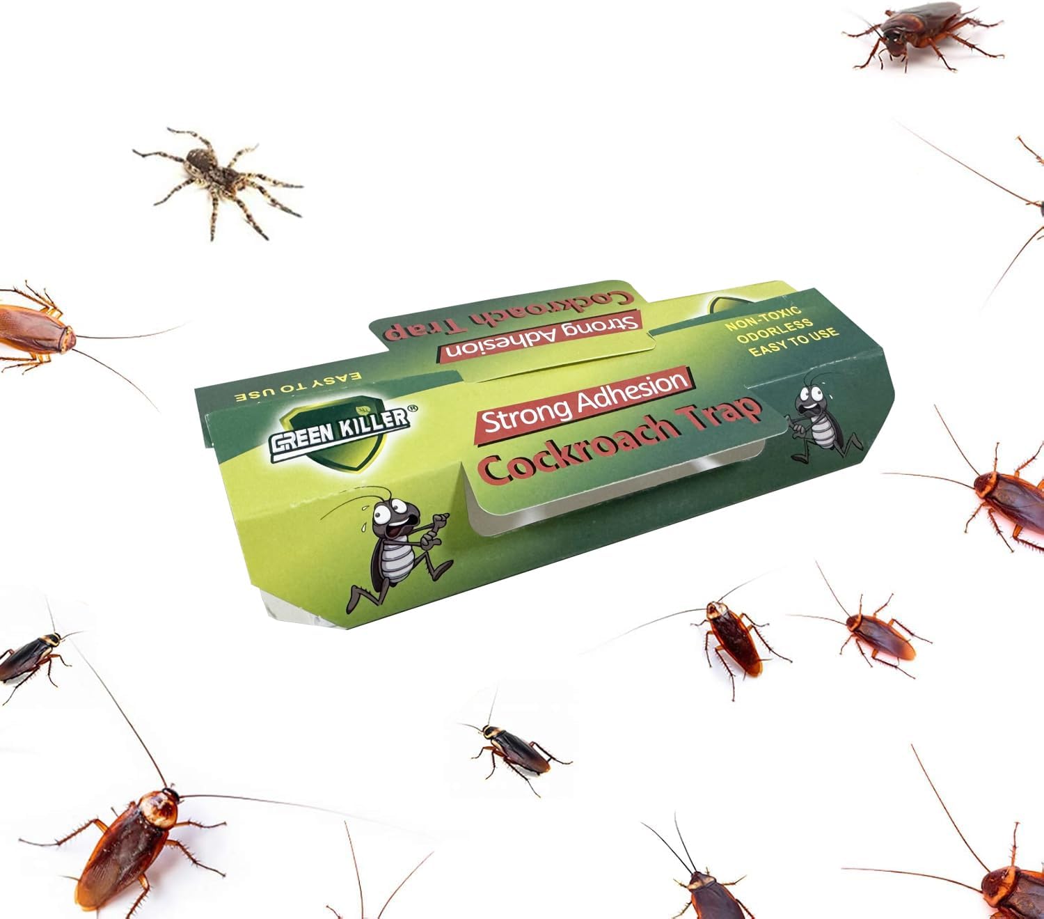 18 Pack Cockroach Trap Sticky with Bait, Strong Glue Catchers for Pests in Kitchens, Pantries and Homes, Garage, Shed. Highly Effective, Cockroaches Killer.