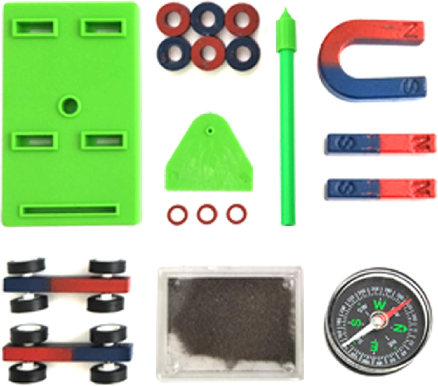 EUDAX Labs Junior Science Magnet Set for Education Science Experiment Tools Icluding Bar/Ring/Horseshoe/Compass Magnets